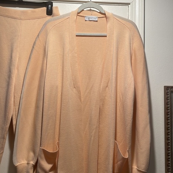 Gispa 3 Piece Melon Tan Semi Mesh Knit Loungewear Set - Picture 3 of 8